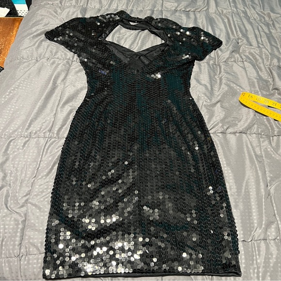 Peak evenings black sequins dress hand beaded size 8 - Picture 7 of 10
